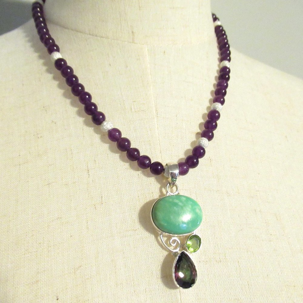 Amethyst Necklace with Sterling Gem focal